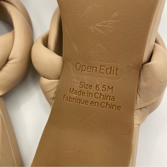 Open Edit twist straps block heel beige sandals women Size 6.5M - Picture 10 of 13